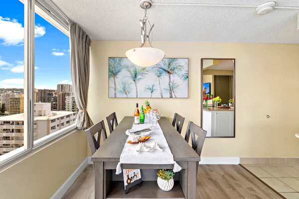 Enjoy having your meal in your dining table with 4 seats.