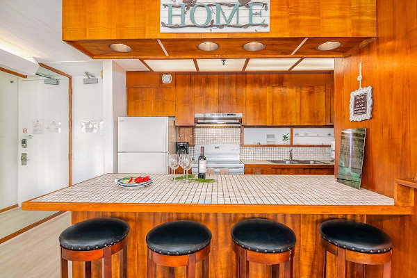 In your dining area, you have a countertop with 4 bar stools perfect for shared meals with your loved ones.