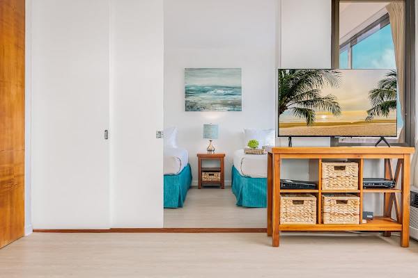 Enjoy watching your favorite movie in your living room with flatscreen TV.