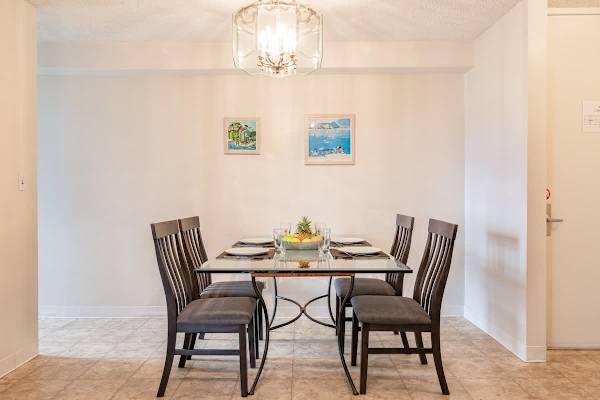 Enjoy dining area with four chairs