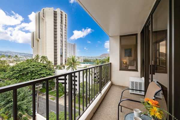 Enjoy the mountain views from the balcony