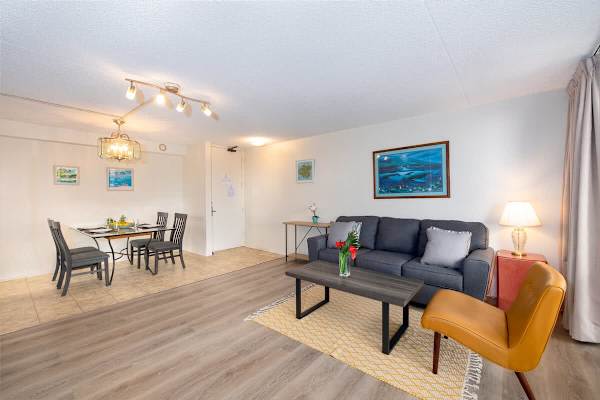 Living room and dining area