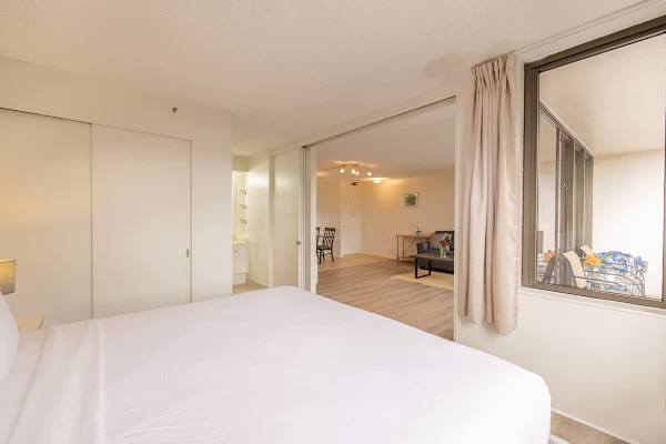 Bedroom separated by sliding door