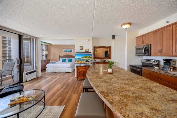 Sip your morning coffee or enjoy a casual meal at the convenient kitchen island, the perfect spot to dine and socialize
