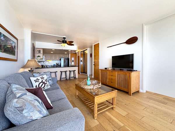 Enjoy the ultimate entertainment experience with our 43" smart TV in the living room.