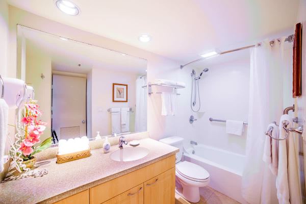 Full bathroom with tub and shower combination