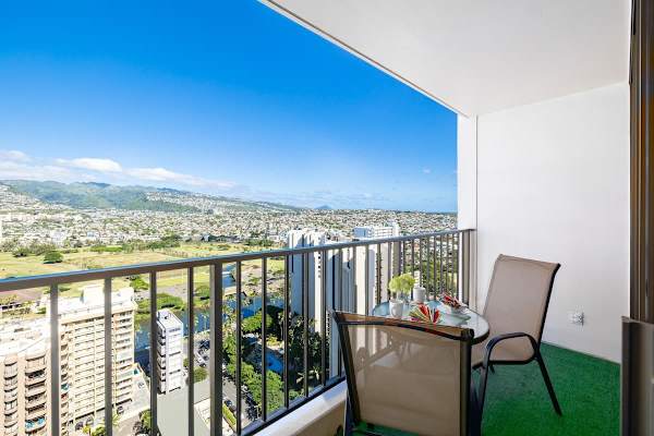 Balcony with patio furniture. Enjoy great sunrises!