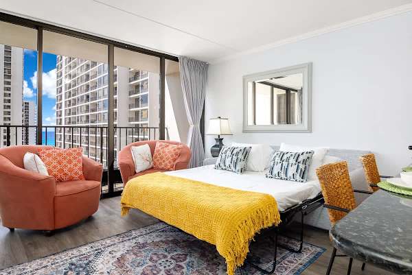 Pull-out sleeper sofa in the living room