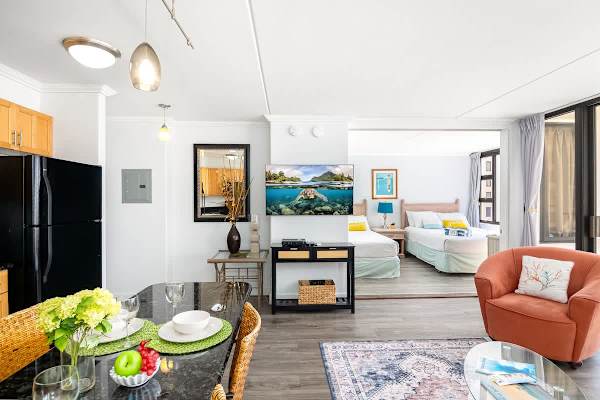 The living room has a 50" TV perfect for your entertainment