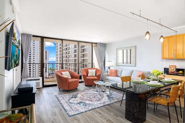 Living room and dining area
