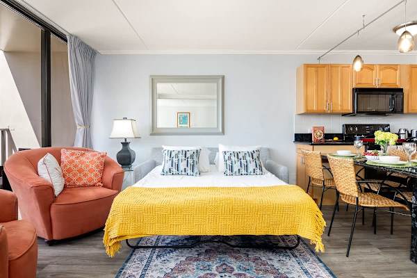 Pull-out sleeper sofa in the living room