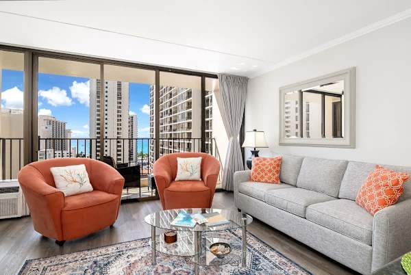 Living room with pull-out sleeper sofa