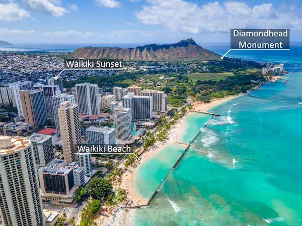Aerial View of the Waikiki Sunset