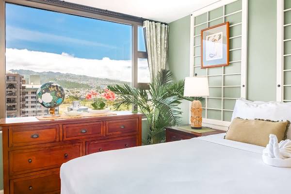 Bedroom with beautiful mountain views