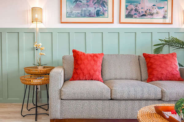 Pull-out sleeper sofa in the living room
