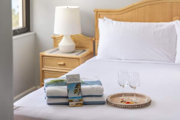 Welcome to a relaxing retreat, where thoughtful amenities like fresh towels for each guest await to enhance your "Midway Vacations" experience.