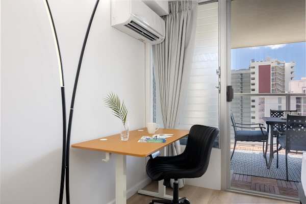 Dedicated work desk with chair, perfect for remote work or planning your next adventure