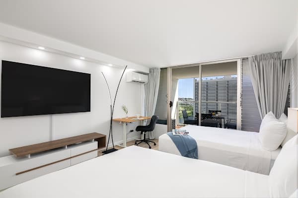 This studio has a 65" Samsung Smart TV perfect for your entertainment!