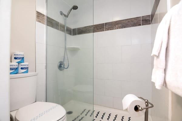Walk-in shower in the bathroom