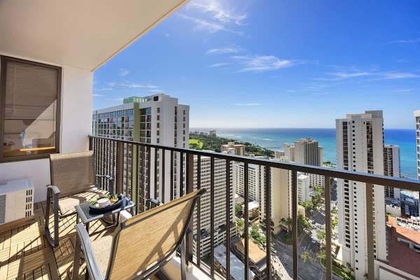 Wake up to breathtaking city panoramas and shimmering ocean views from your private, high-rise balcony retreat.