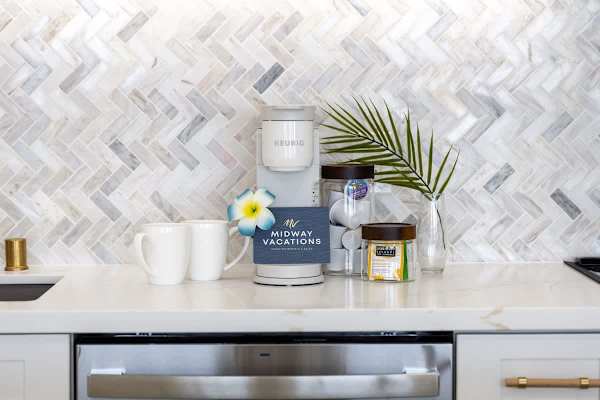 Start your Hawaiian mornings right with a premium Keurig coffee station and a selection of local treats.