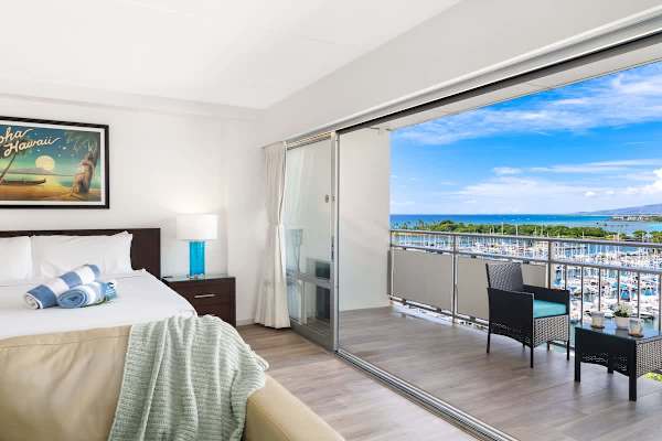 Enjoy the great views while resting on your king bed.
