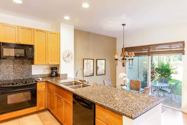 Modern kitchen with granite countertops