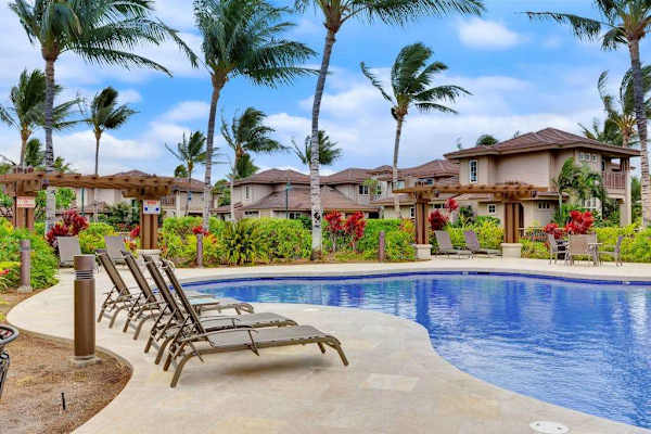 Resort pool with comfortable lounge chairs