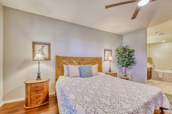 Comfortable bedroom with an ensuite bath

