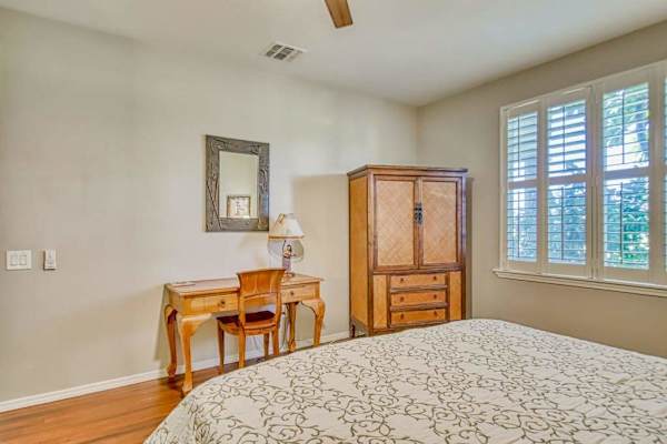 Bright bedroom with ample storage

