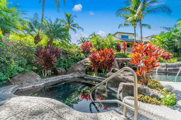 Tropical Lava Rock Hot Tub Oasis