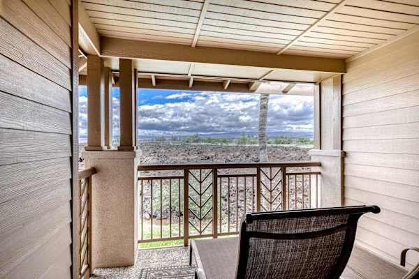Covered lanai with scenic resort views