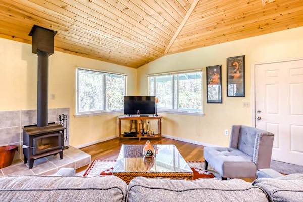Cozy Living Room With Wood Stove