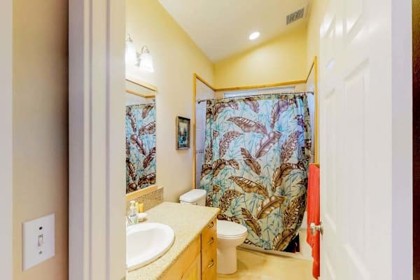 Bright Full Bathroom With Shower Tub