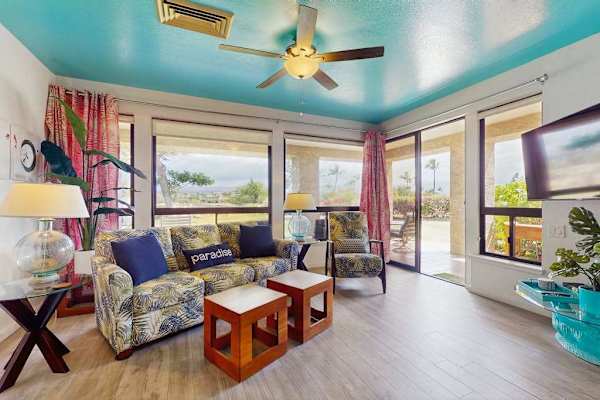 Colorful Living Room With Island Charm