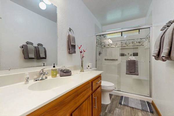 Walk-In Glass Shower & Modern Vanity