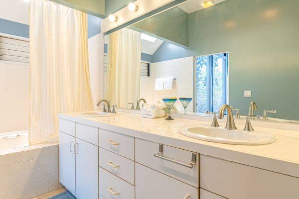 Spa Inspired Bathroom With Dual Vanities