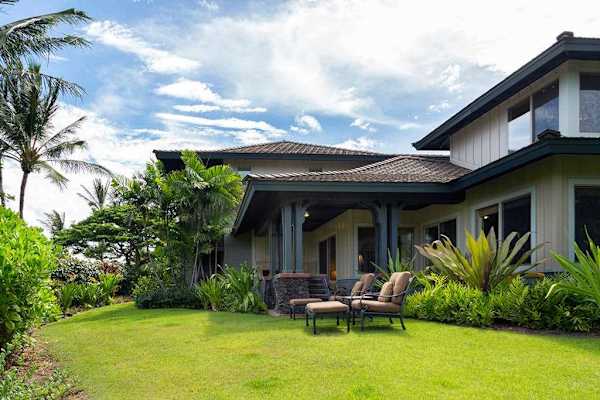 Private Lawn Area & Covered Patio Exterior View