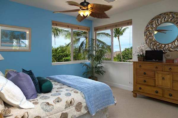 Coastal Guest Bedroom with Queen Bed & Picturesque Window Views