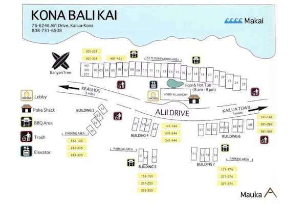 Property map and directory for Kona Bali Kai.