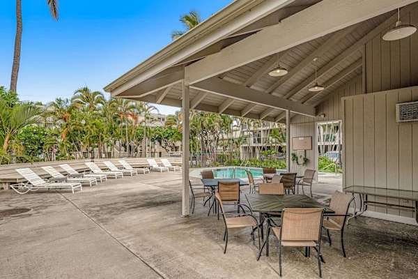 Shaded Poolside Lounge Retreat