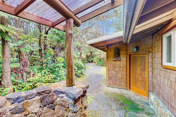 Peaceful entrance nestled in the forest