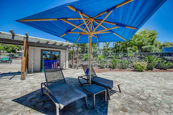 Shaded outdoor seating area for relaxing.