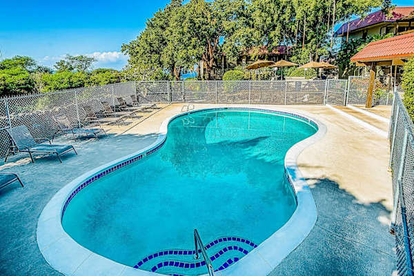In-Ground Swimming Pool, Sun Patio Deck, Pool Handrails & Safety Fence