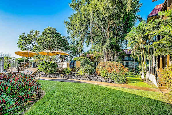 Spacious Manicured Lawn, Mature Trees & Shaded Patio Seating