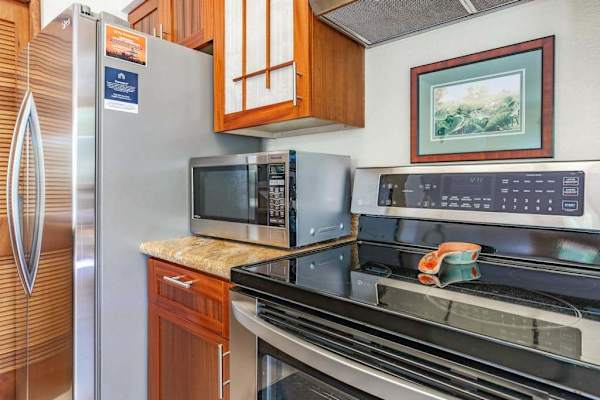 Modern Stainless Steel Appliances Set Against Custom Wood Cabinetry