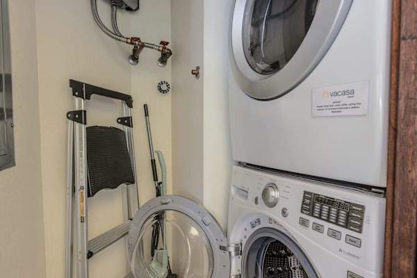 In-Unit Stacked Washer & Dryer for Ultimate Guest Convenience