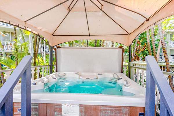 Soak and unwind in the hot tub