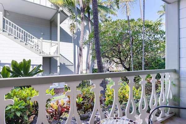 Breezy lanai with garden views
