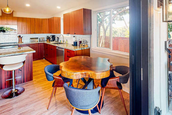 Dining Area with Live-Edge Table & Open Kitchen View